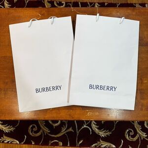 Burberry White Paper Shopping Gift Two Empty Bags "16.5 x 12 x 5"